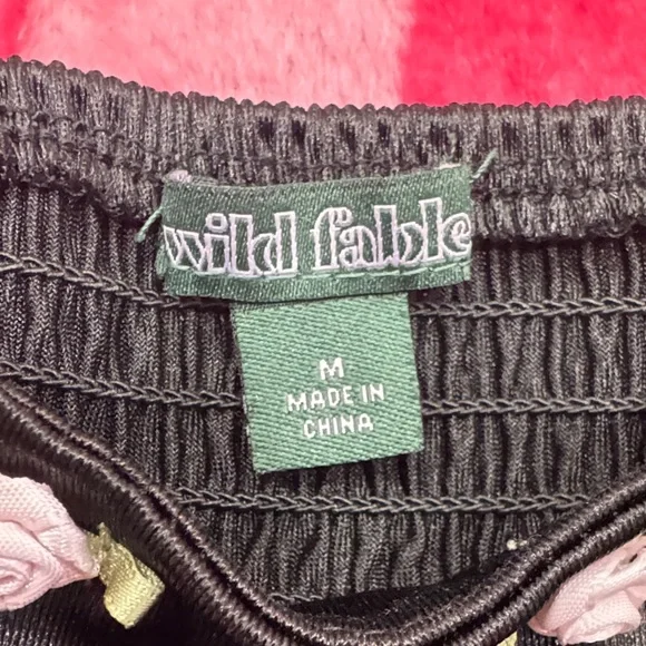 Wild Fable Black Camisole with Pink Micro Roses - Picture 2 of 5